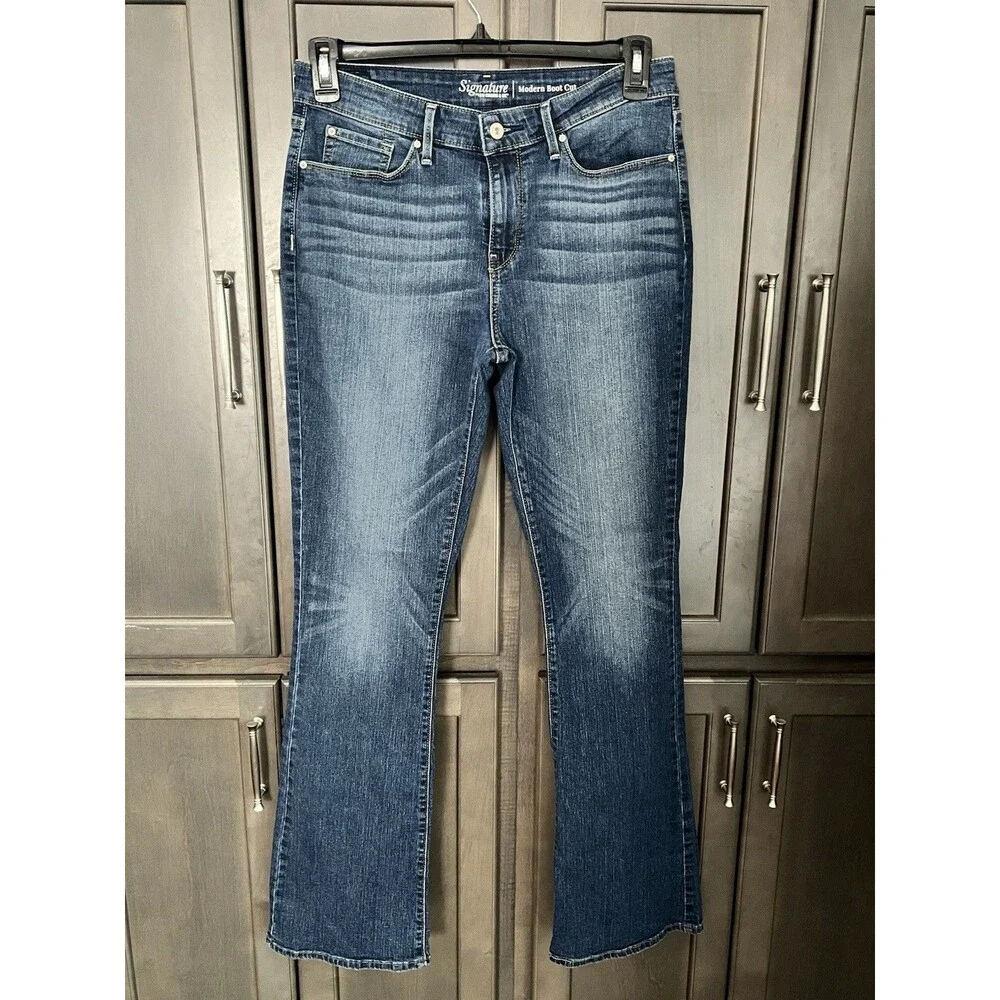 Levi Strauss Signature Modern Bootcut Jeans Denim Medium Wash Women’s 12 Long